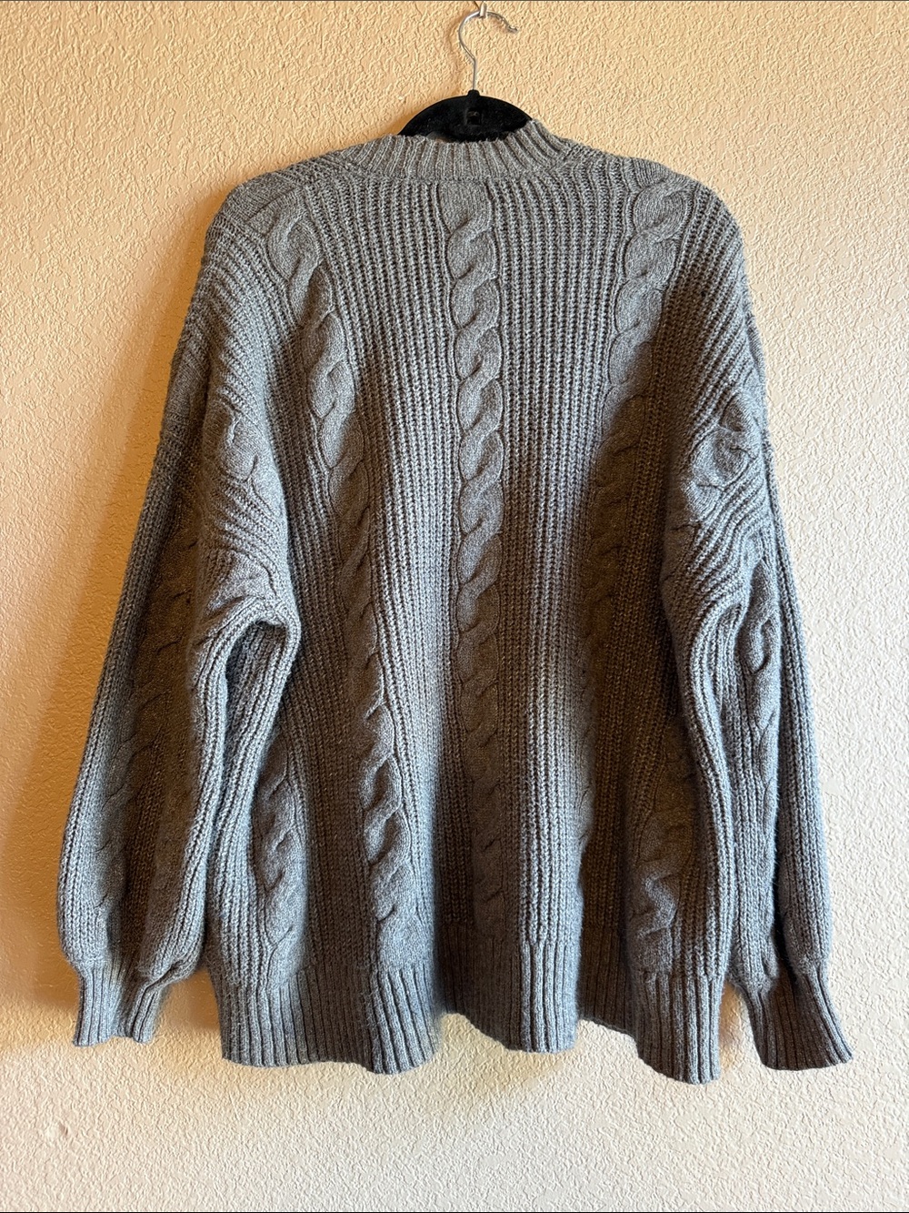 Cozy Gray Cable Knit Button-Up Cardigan Sweater - Picture 4 of 4